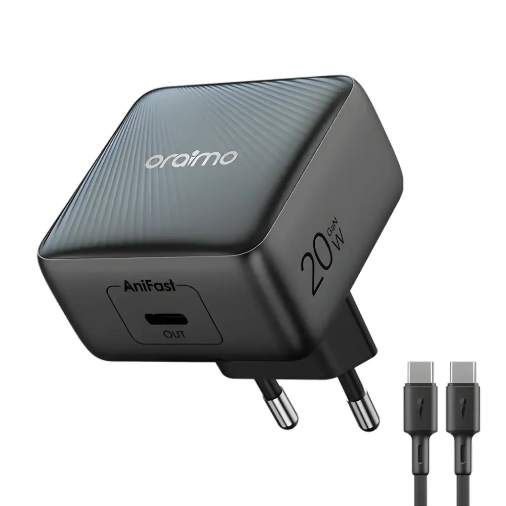oraimo PowerCube 20 Chic 20W GaN Wall Charger Kit with Type-C to Type-C Cable