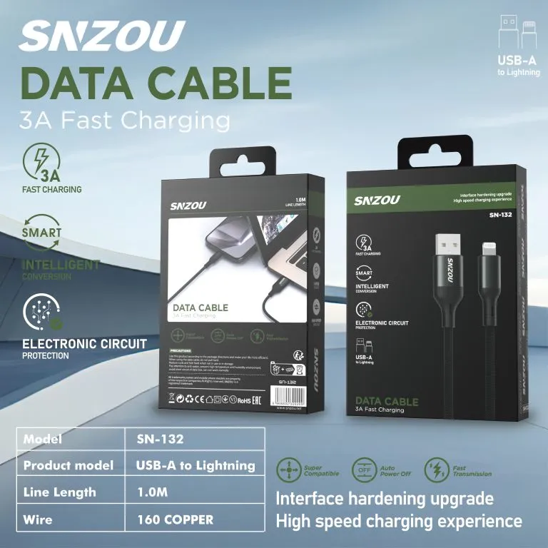 Snzou SmartCharge 3A USB-A to Lightning Cable