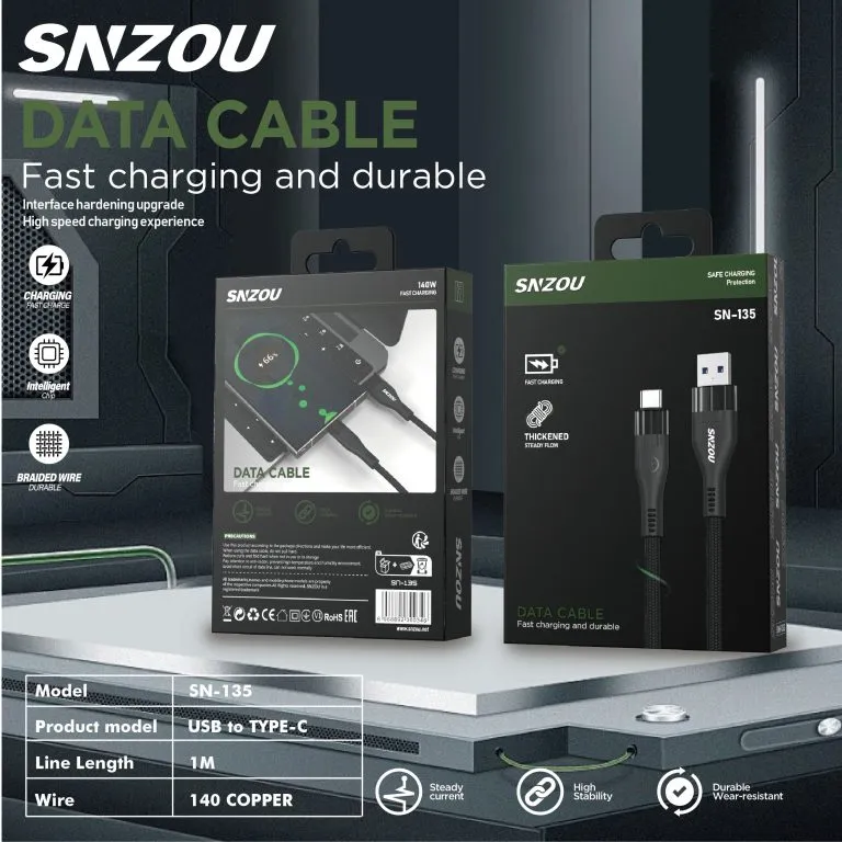 Snzou HyperCharge 140W USB-A to Type-C Cable