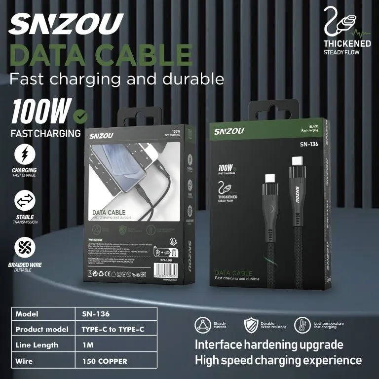 Snzou PowerLink 100W Type-C to Type-C Cable
