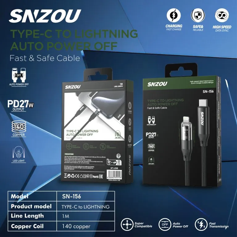 Snzou SpeedSync 27W Type-C to Lightning Cable