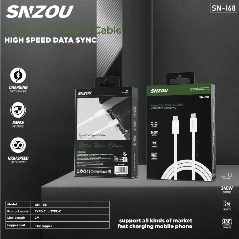 Snzou UltraFast 240W Type-C to Type-C Cable