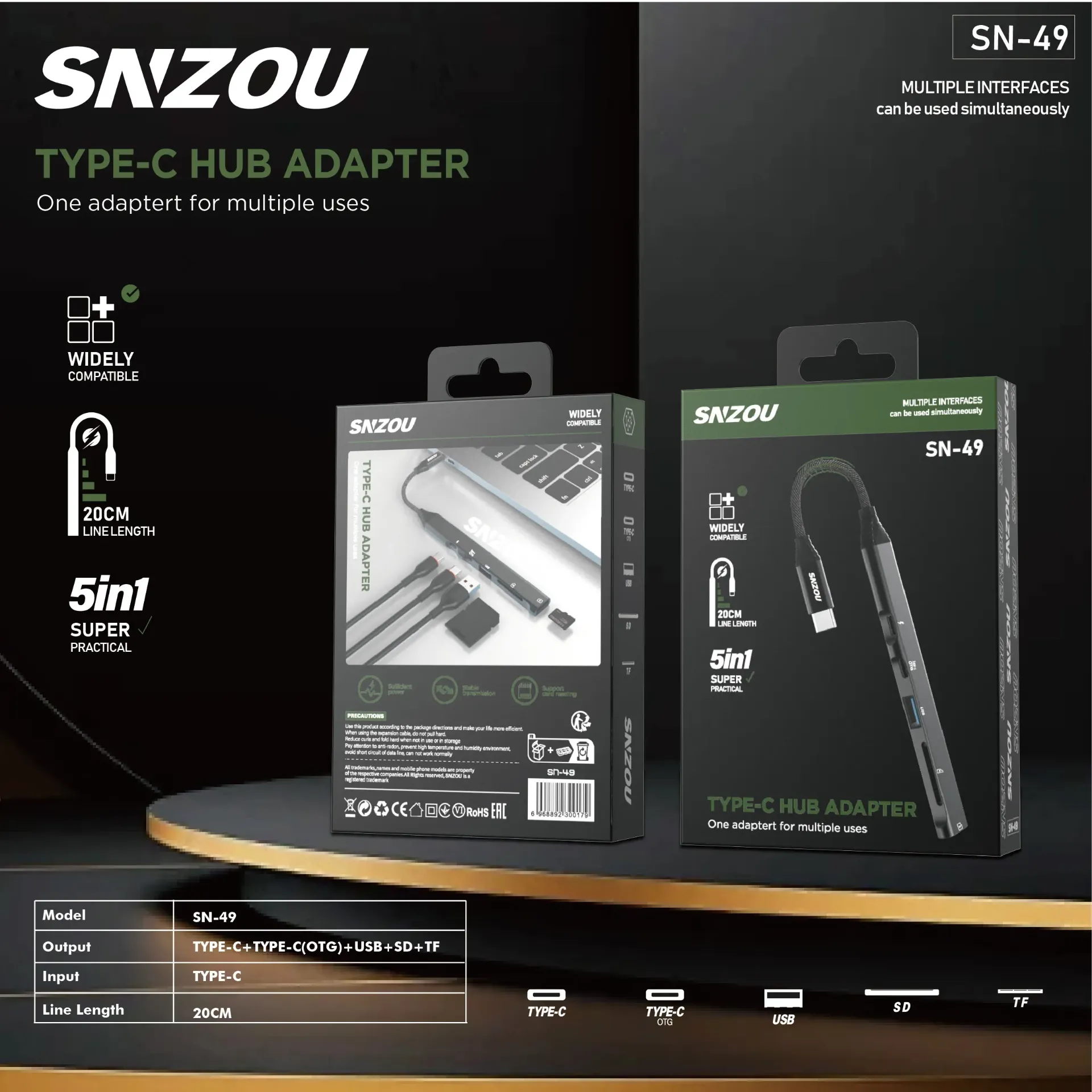 Snzou MultiConnect 5-in-1 Type-C Hub Adapter