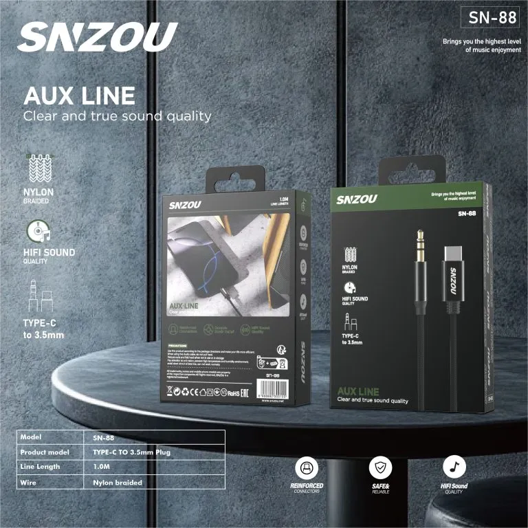 Snzou HiFi SoundLine Type-C to 3.5mm AUX Cable